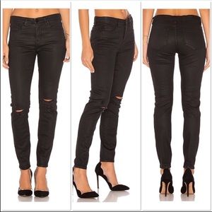 BLANKNYC Coated Black Distressed Skinny Jeans